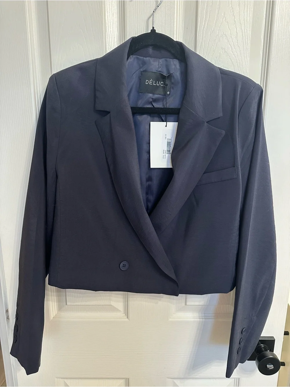 Deluc Catarina Cropped Navy Double-Breasted Blazer w/Matching Shorts Size M
